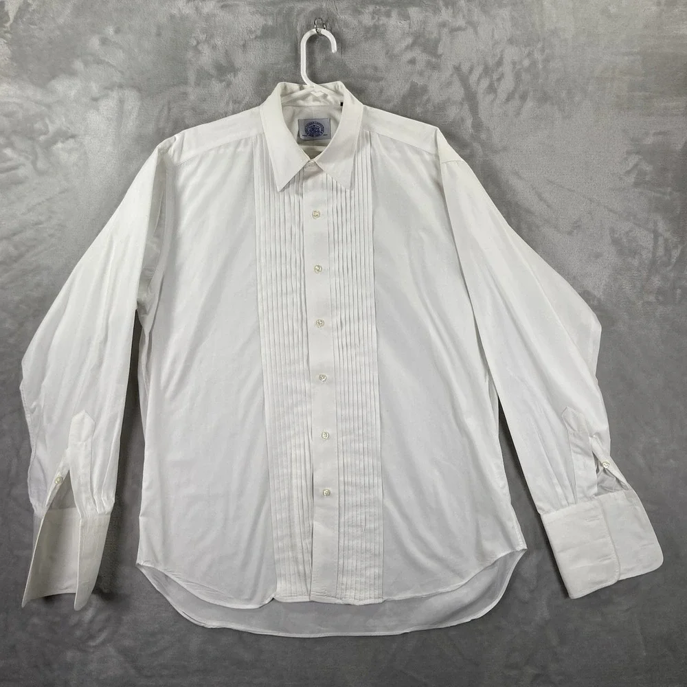 J. Press Dress Shirt Mens 15.5 / 33 Tuxedo Button Up French Cuffs White USA Made